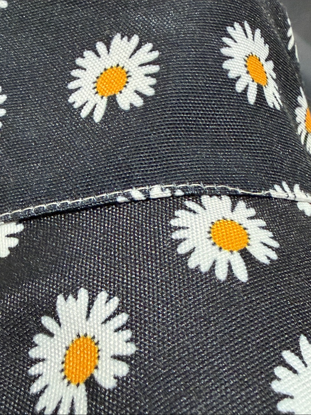 Bucket Hat All Over Daisy Pattern Black and White Whimsical Summer Hat - Picture 13 of 15